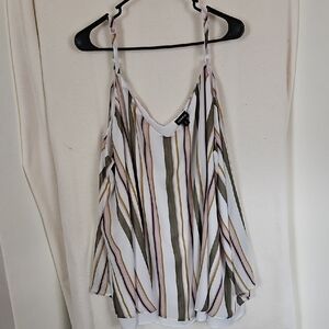 torrid Olive, White & Tan Striped V-Neck Spaghetti Strap Cami